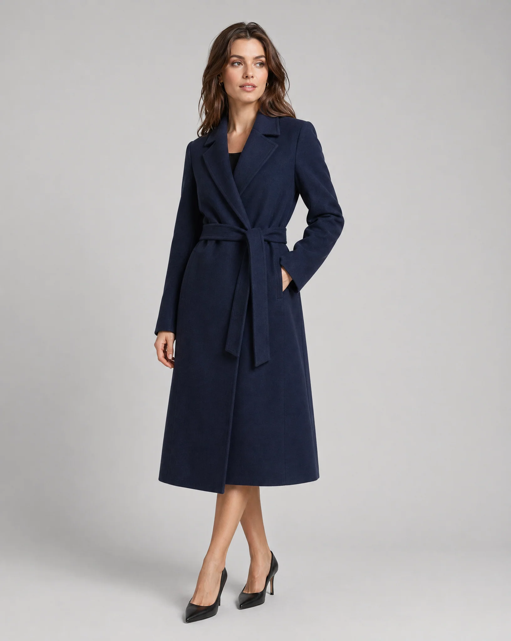 Long Classic Single-Breasted Winter Trench Coat - Image 3