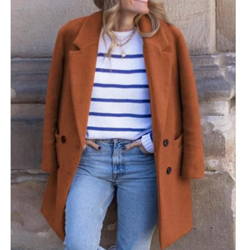 Luxe Wool Blend Coat – Double Breasted Warm Winter Outerwear - Image 4
