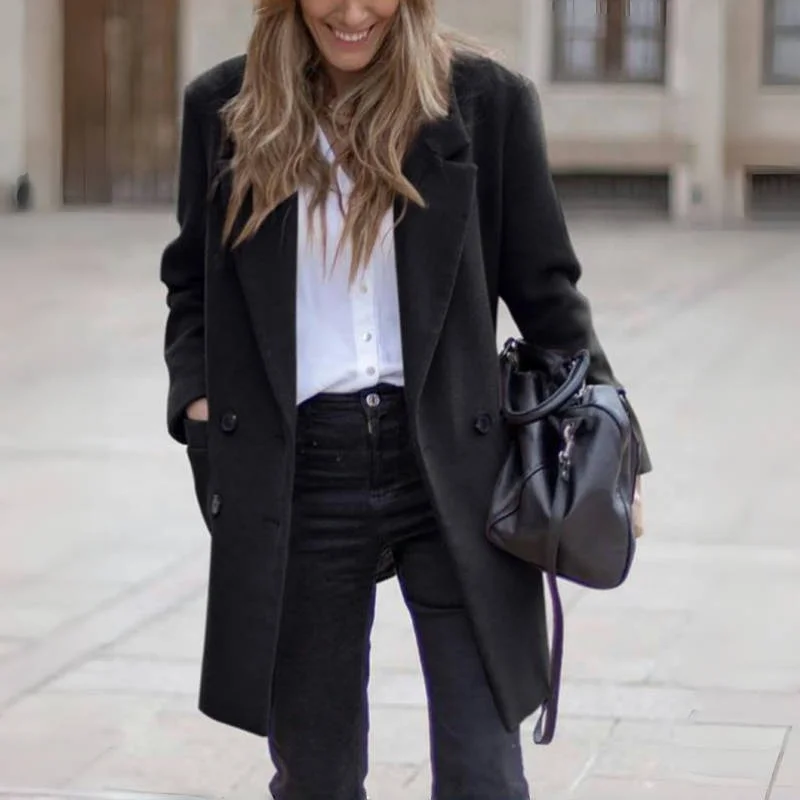 Luxe Wool Blend Coat – Double Breasted Warm Winter Outerwear - Image 5