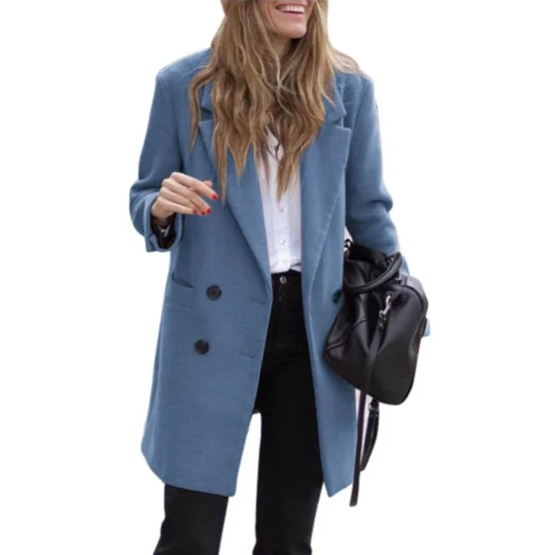 Luxe Wool Blend Coat – Double Breasted Warm Winter Outerwear - Image 8