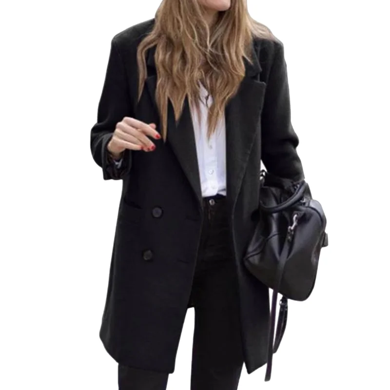 Luxe Wool Blend Coat – Double Breasted Warm Winter Outerwear - Image 9