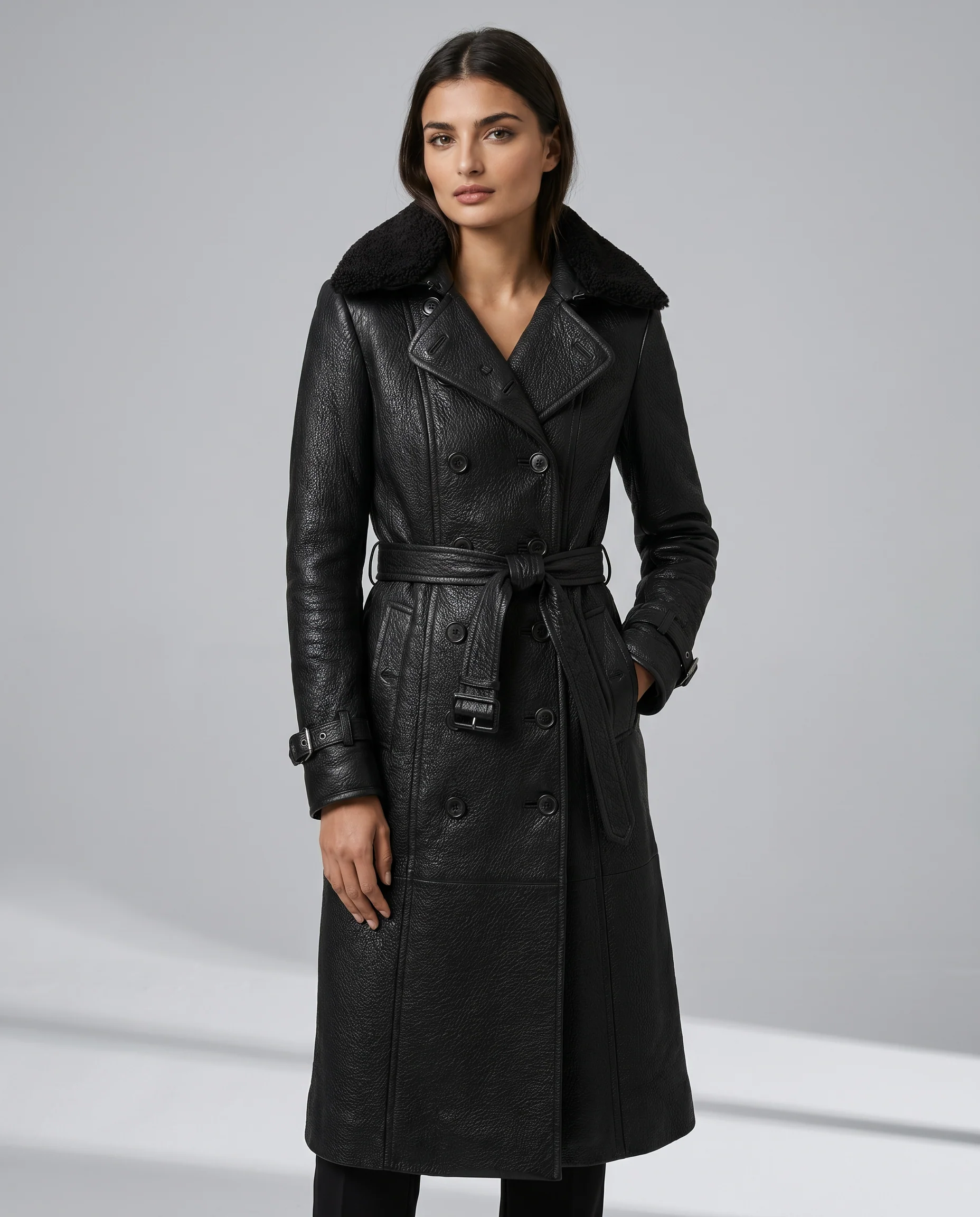 Women's Luxurious Faux Leather Trench Coat - Image 3