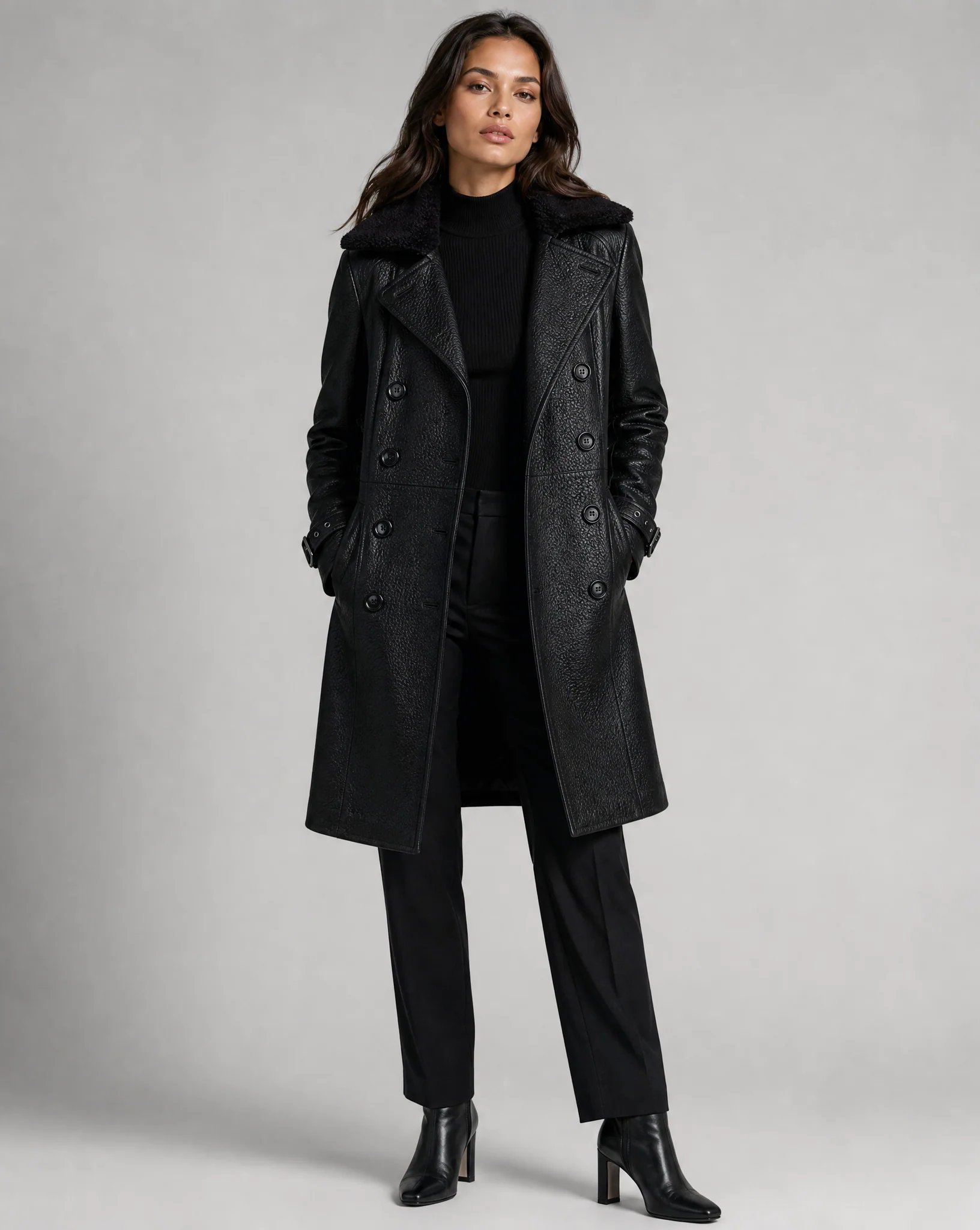 Women's Luxurious Faux Leather Trench Coat - Image 4