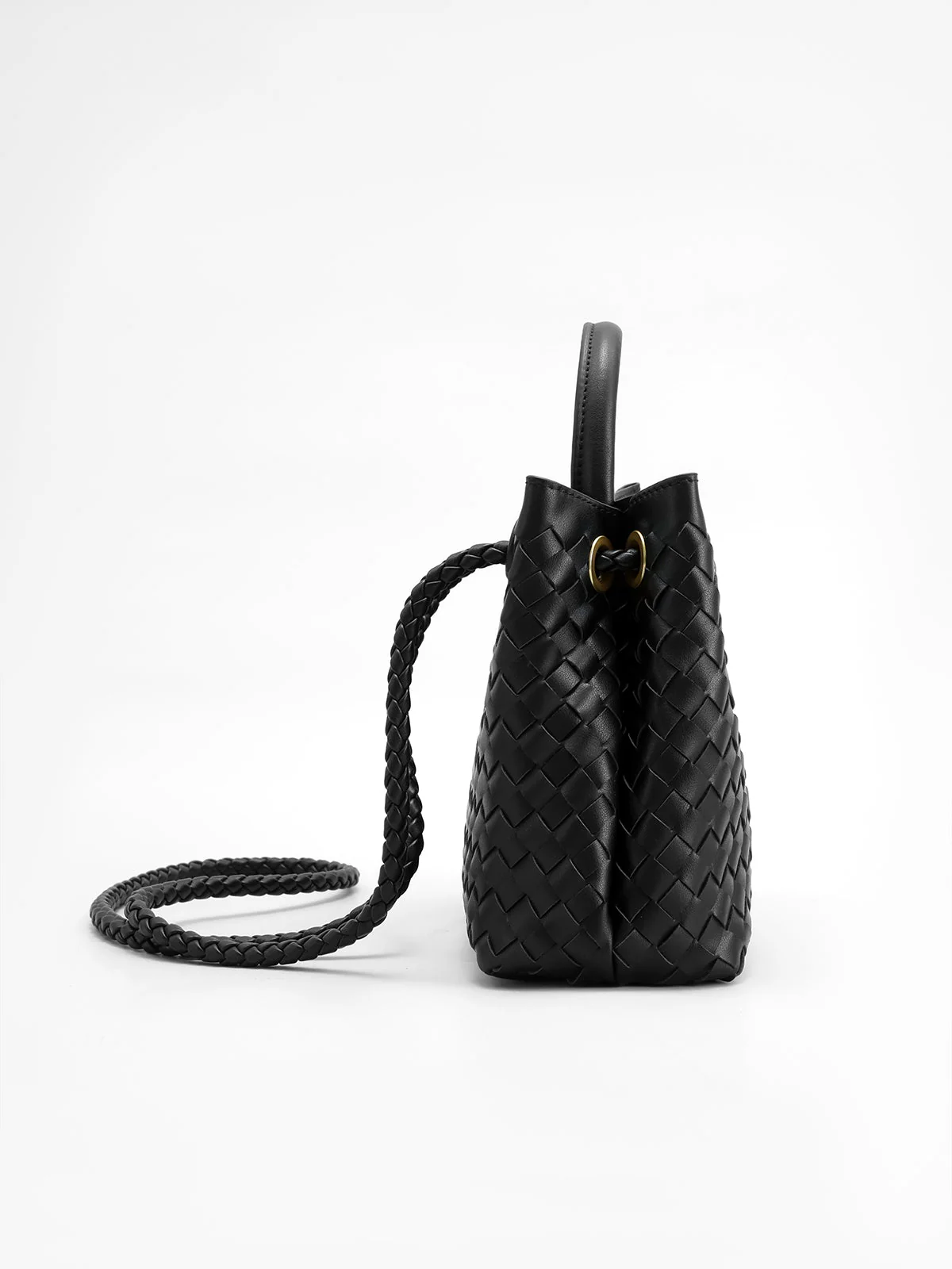 Woven Top Handle Bag with Twist Accent - Image 2