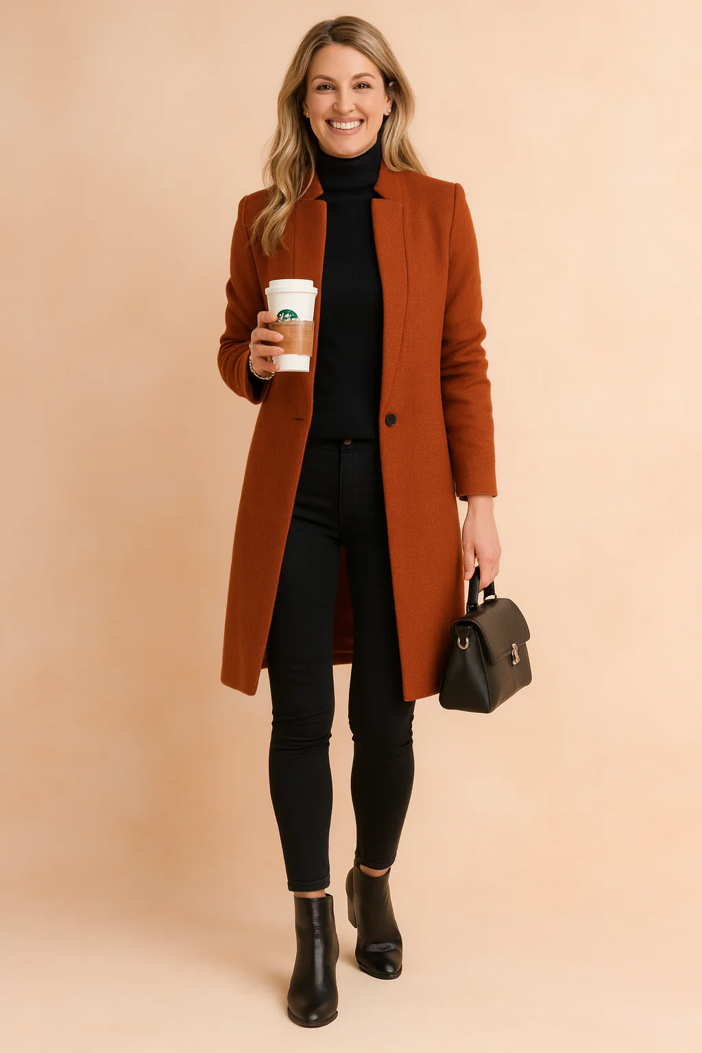 Minimalist Straight-Cut Longline Wool Winter Coat - Image 3