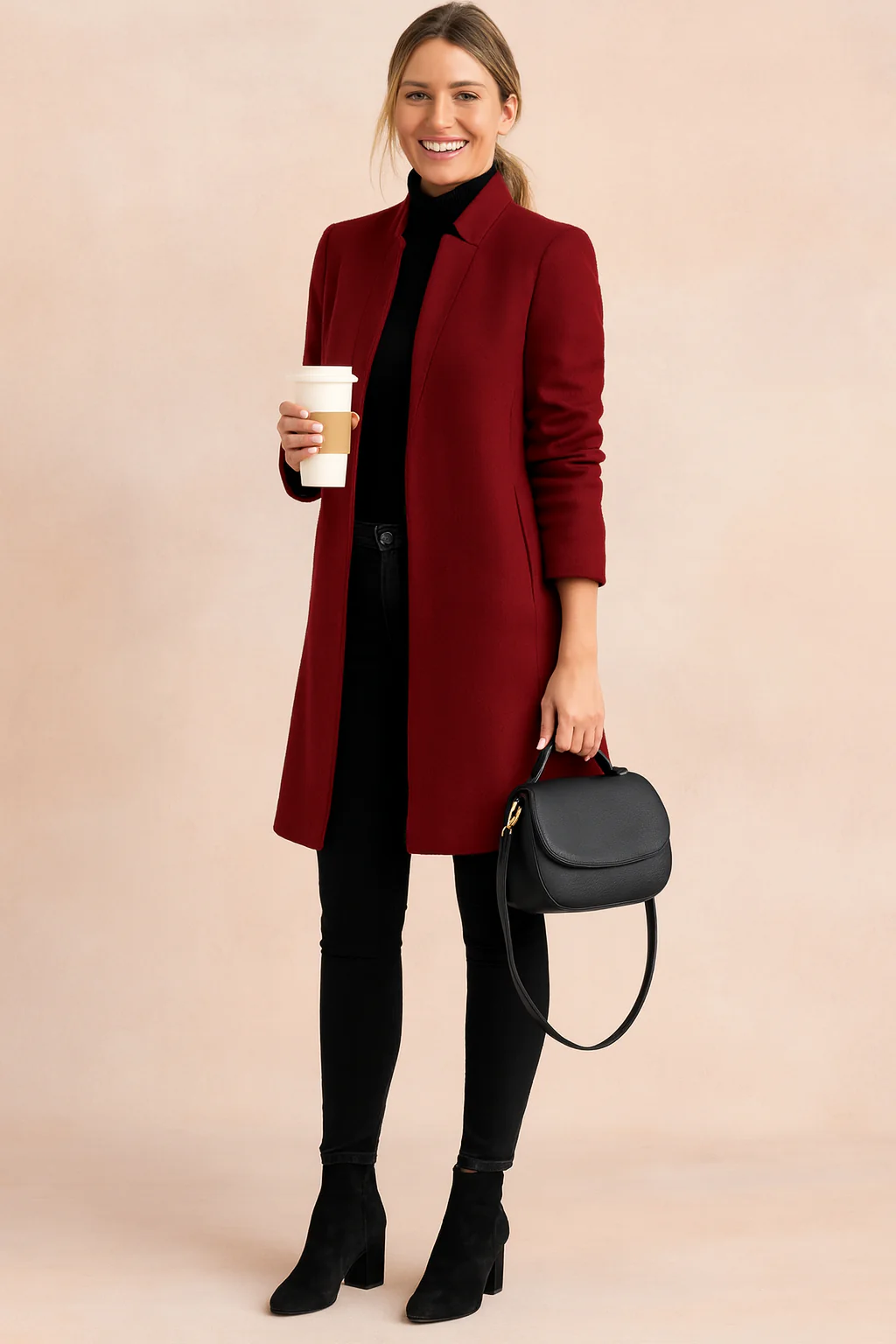 Minimalist Straight-Cut Longline Wool Winter Coat - Image 4