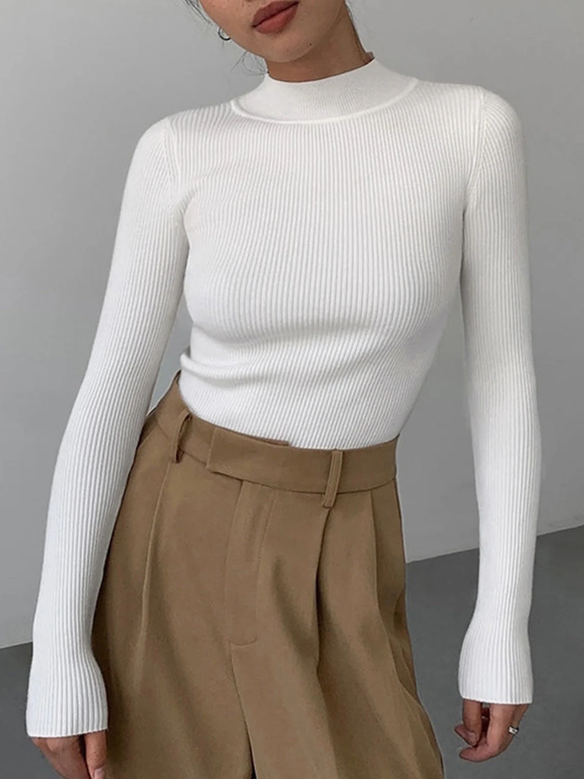 Cleo Ribbed High Neck Top - Image 3