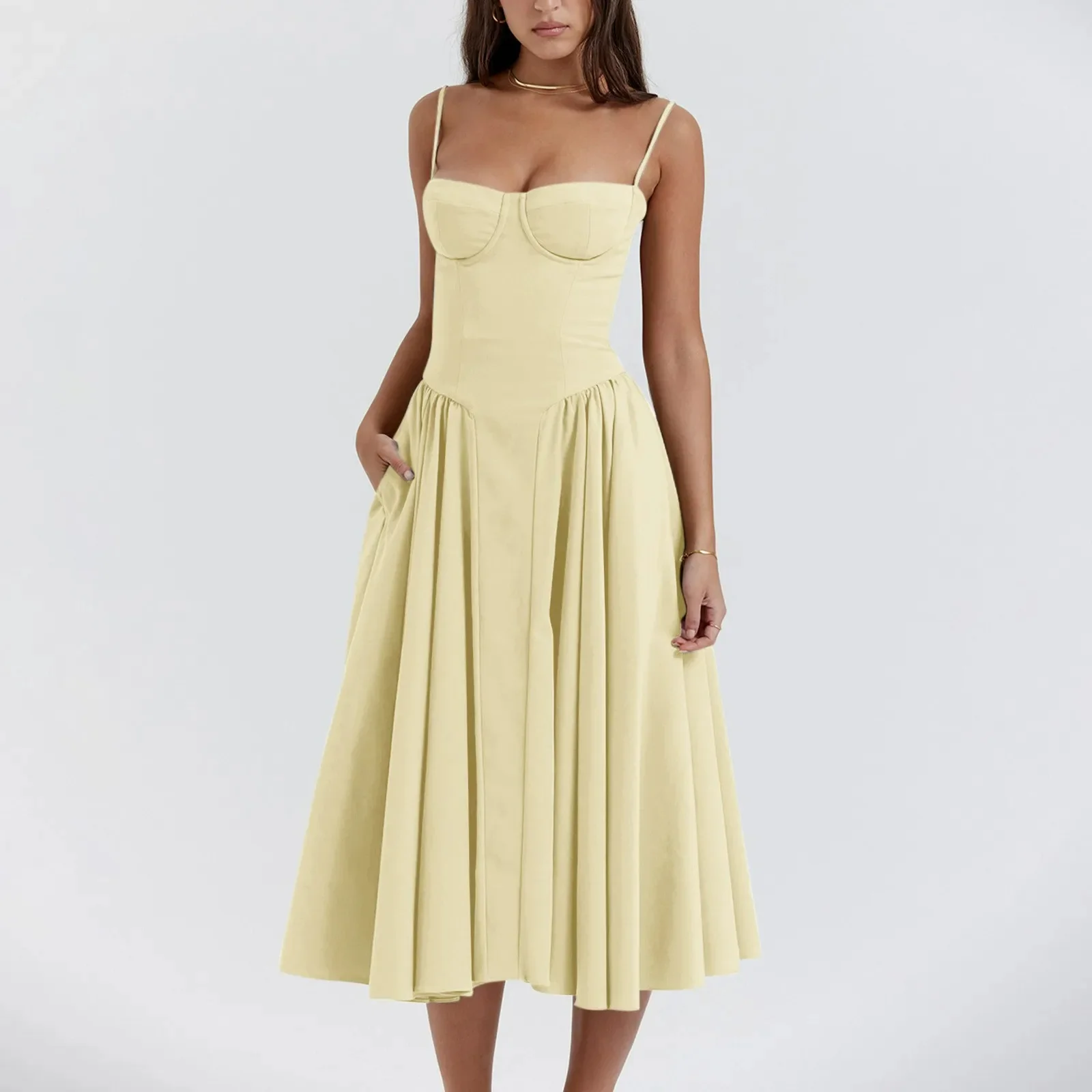 Odette Cute Corset Cocktail Midi Dress - Image 6