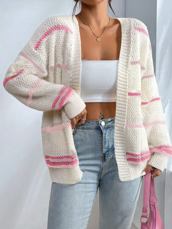 Oversized Knit Cardigan - Cosy Long Sleeve Open Front Sweater - Image 4
