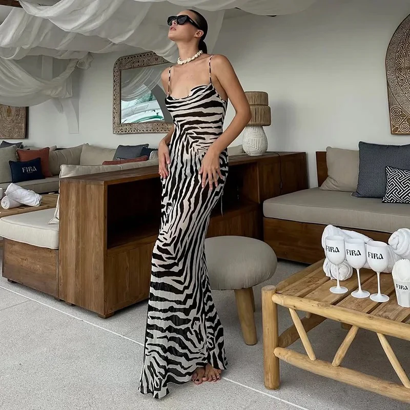 Cassandre V Neck Slip Summer Party Maxi Dress - Image 2