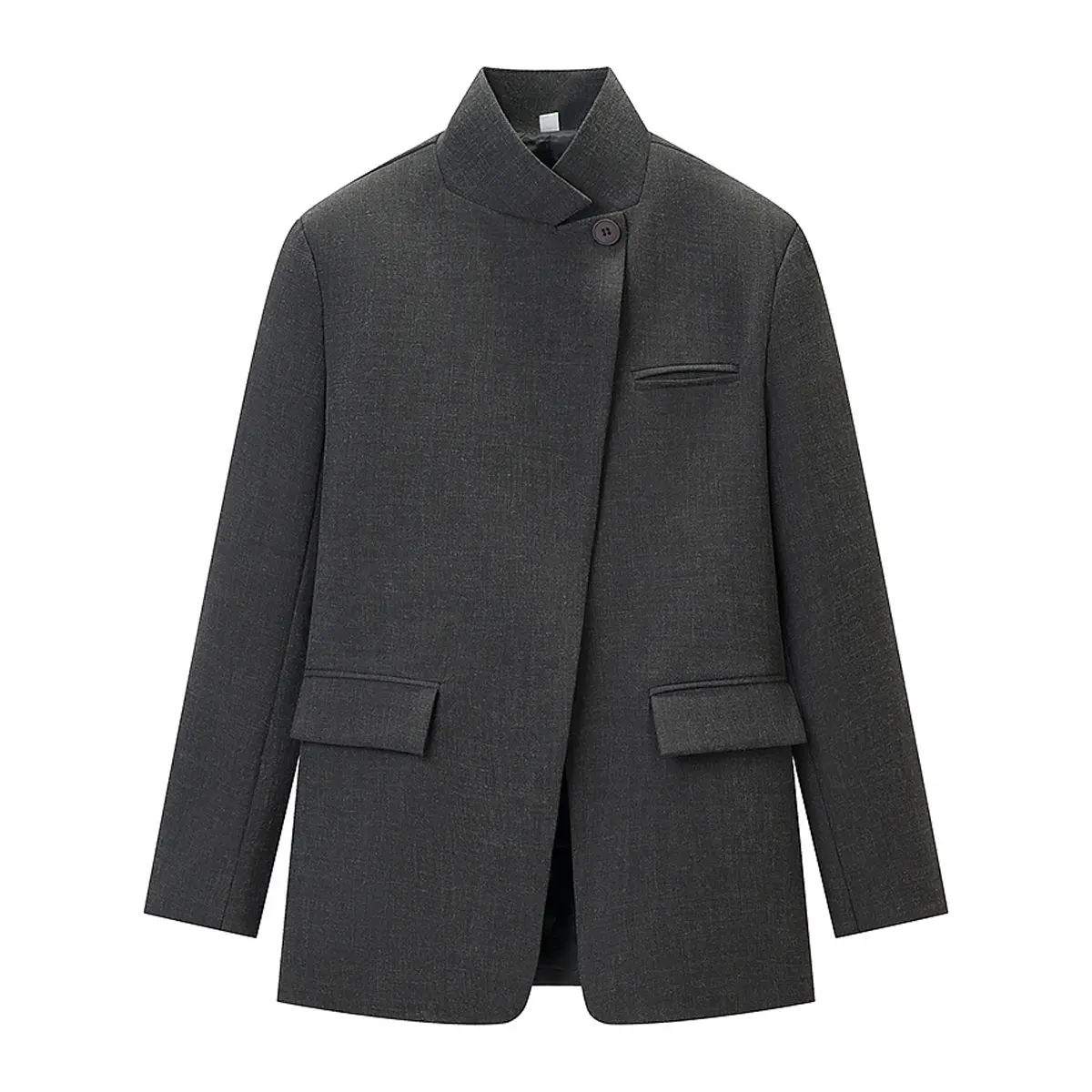Plaid Blazer – Stylish Single Button Long Sleeve Jacket - Image 6