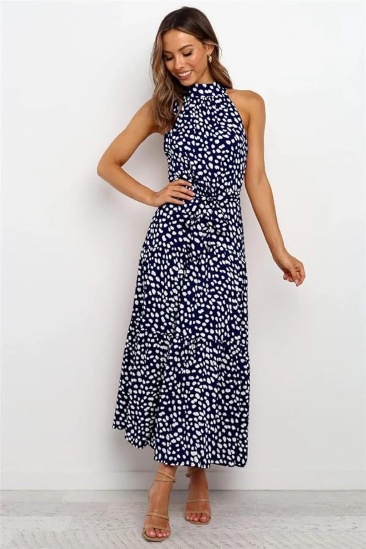 Polka Dot Halter Midi Summer dress - Image 4
