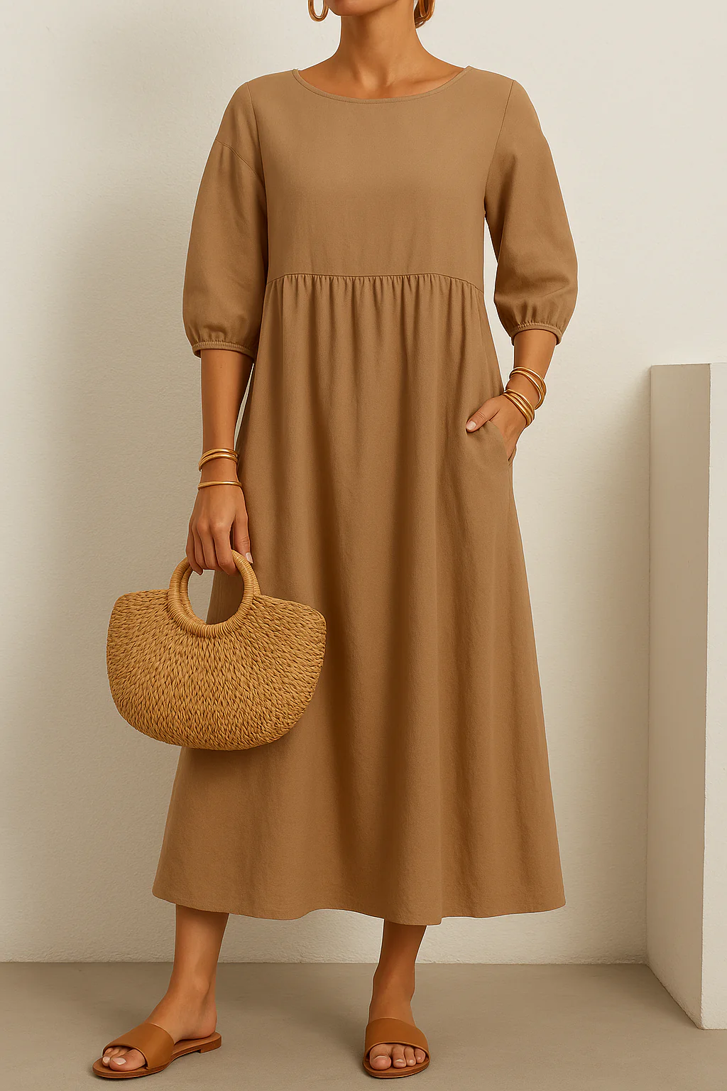 Pretty V-Neck Sleeveless Tiered Hem Midi Summer Dress - Image 10