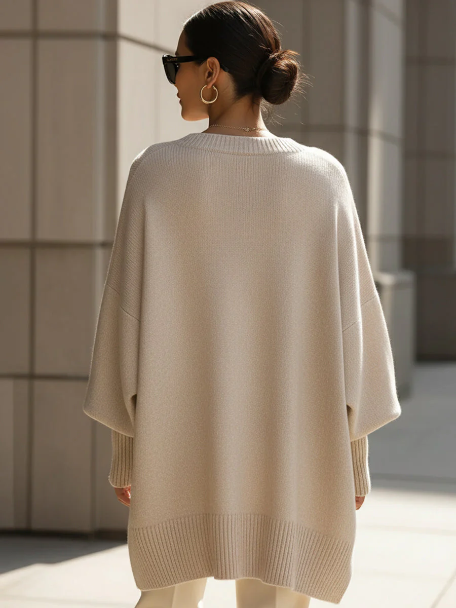 Relaxed Oversized Crew Neck Knit Sweater for Women - Image 4
