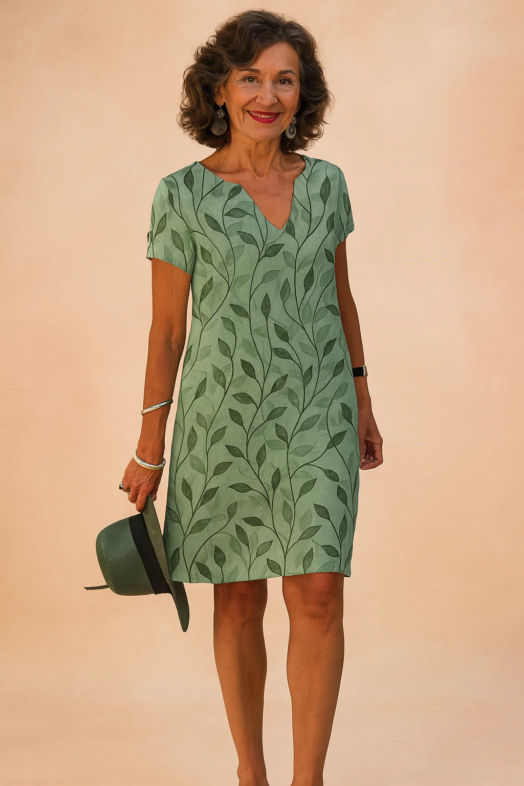 Romantic V-Neck Floral Summer Midi Dress with Puff Sleeves