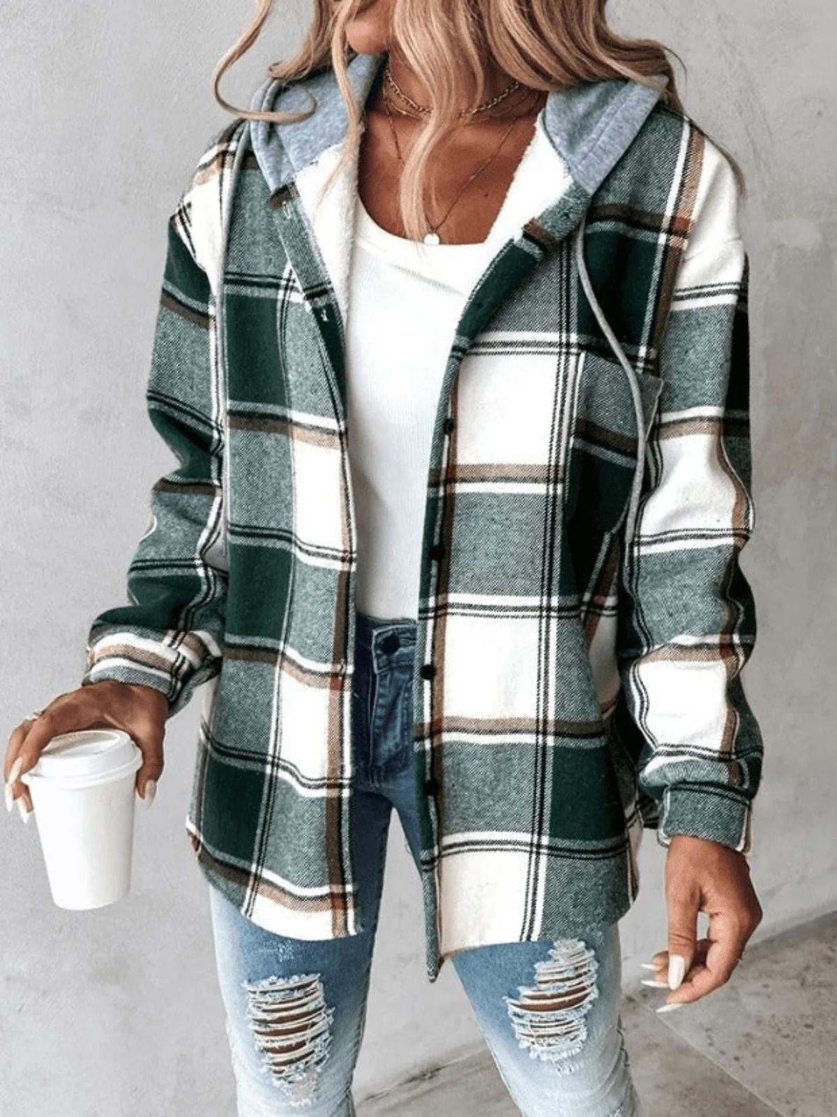 Checkered Hoodie jacket for women - Image 6