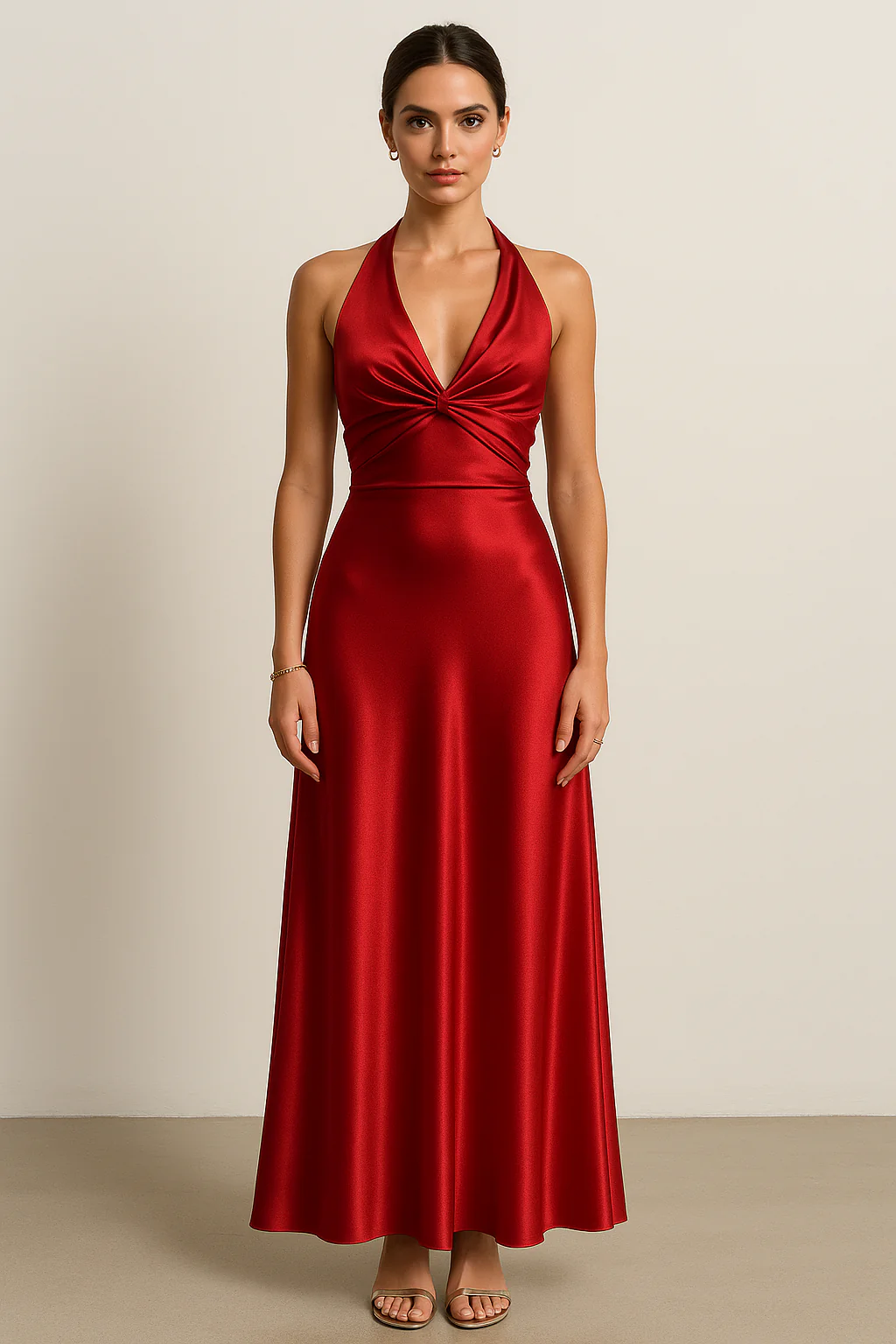 Satin Halter Prom Maxi Gown - Image 4