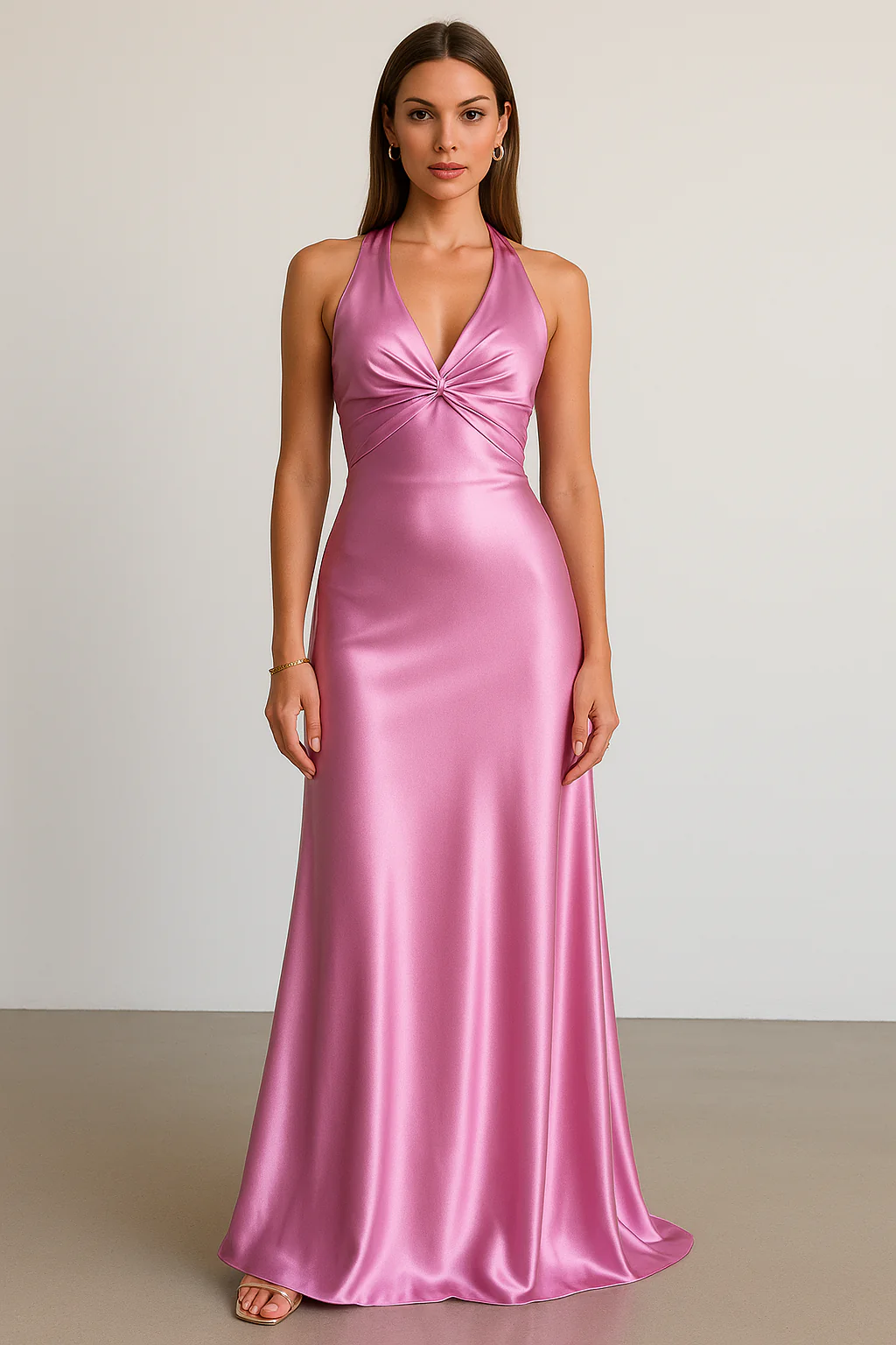 Satin Halter Prom Maxi Gown - Image 5