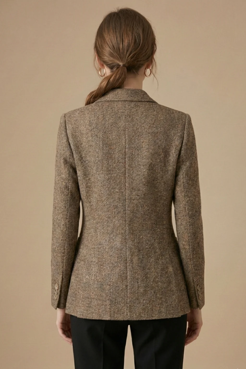 Single-Button Blazer Jacket – Notch Lapel Wool Coat - Image 3