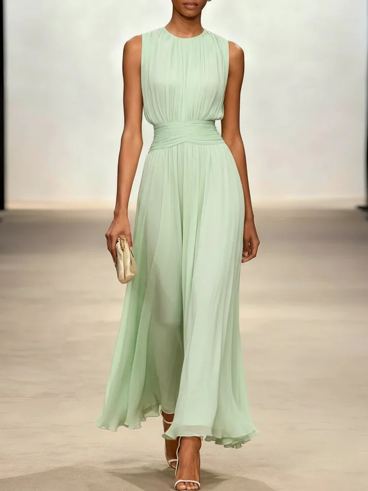 Sleeveless A-Line Ruched Chiffon Maxi Dress for Special Occasions - Image 10