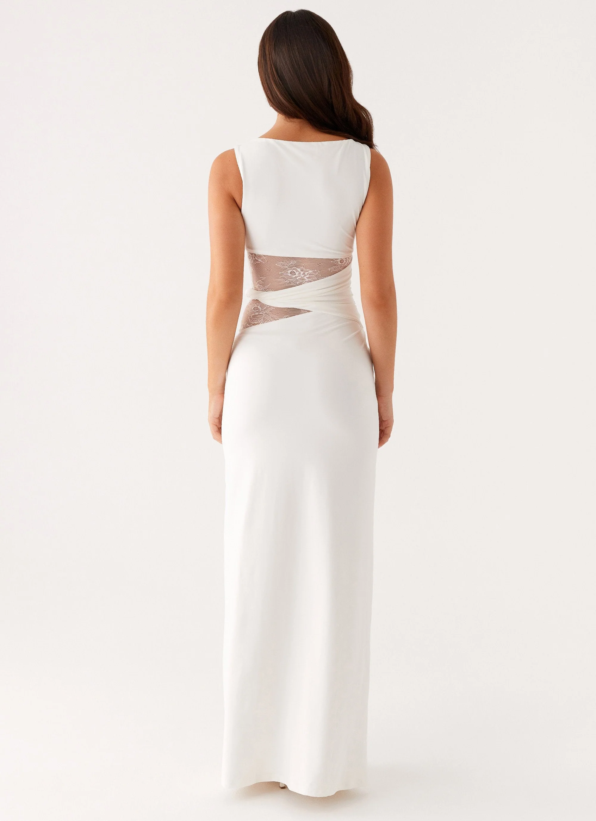 Sleeveless Boat Neck Lace Cut-Out Maxi Dress - Image 6