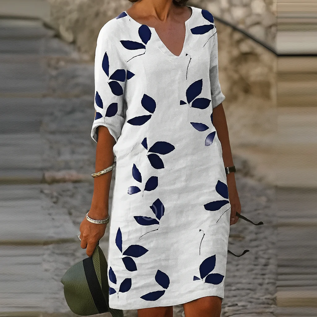 Sleeveless V-Neck Botanical Print Long Beach Holiday Dress - Image 2