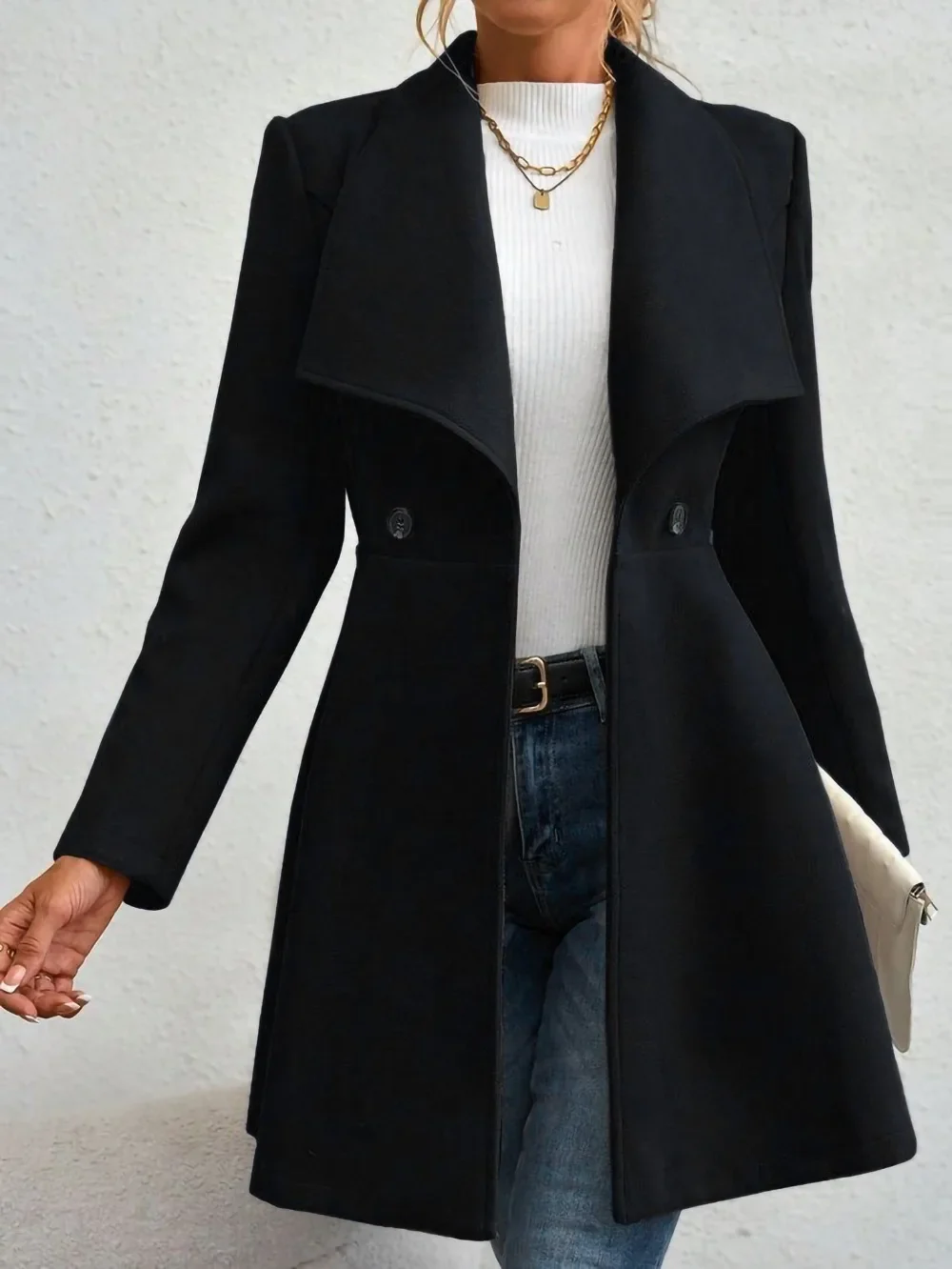 Slim-Fit Wool Coat – Chic Transitional Outerwear for Office and Casual Wear - Image 3
