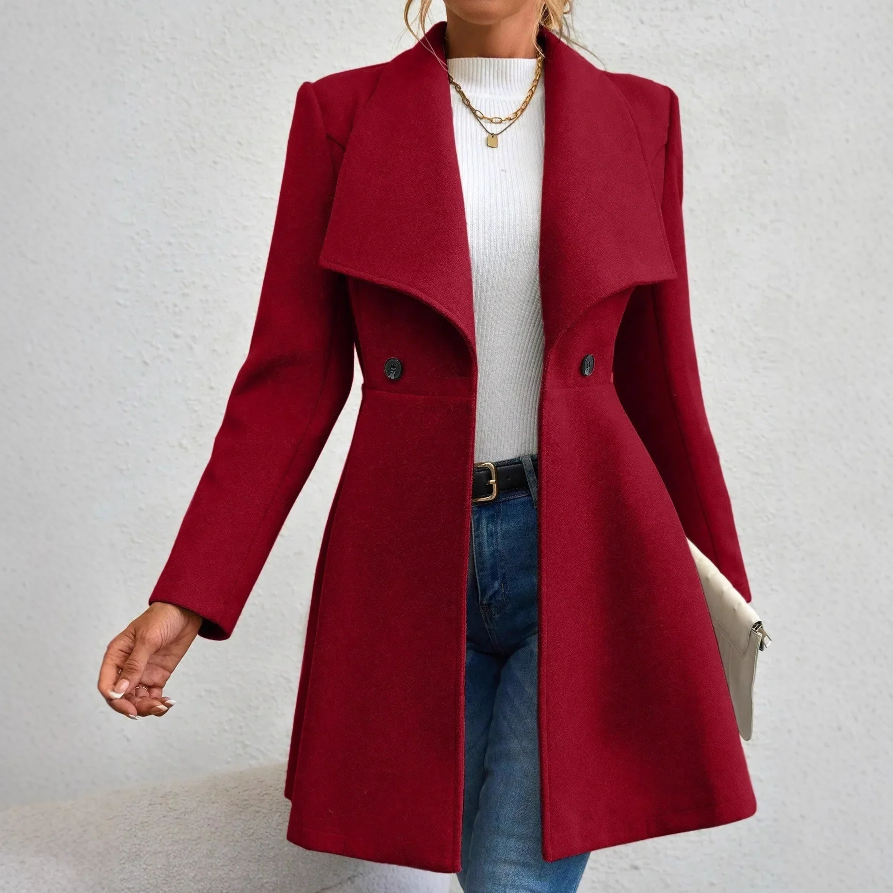 Slim-Fit Wool Coat – Chic Transitional Outerwear for Office and Casual Wear - Image 4