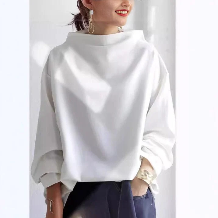Soft Knit High Neck Top with Relaxed Fit - Image 3