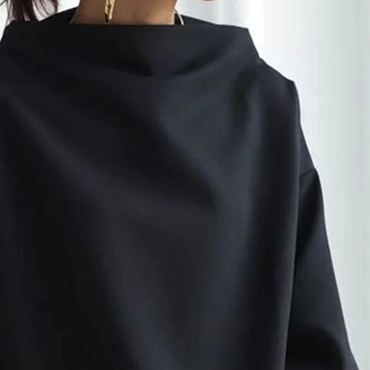 Soft Knit High Neck Top with Relaxed Fit - Image 5