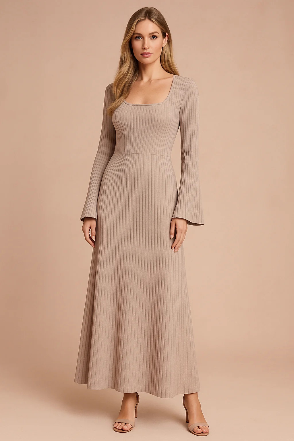 Soft Knit Puff Sleeve Long Sleeve Sweater Mini Dress - Image 2