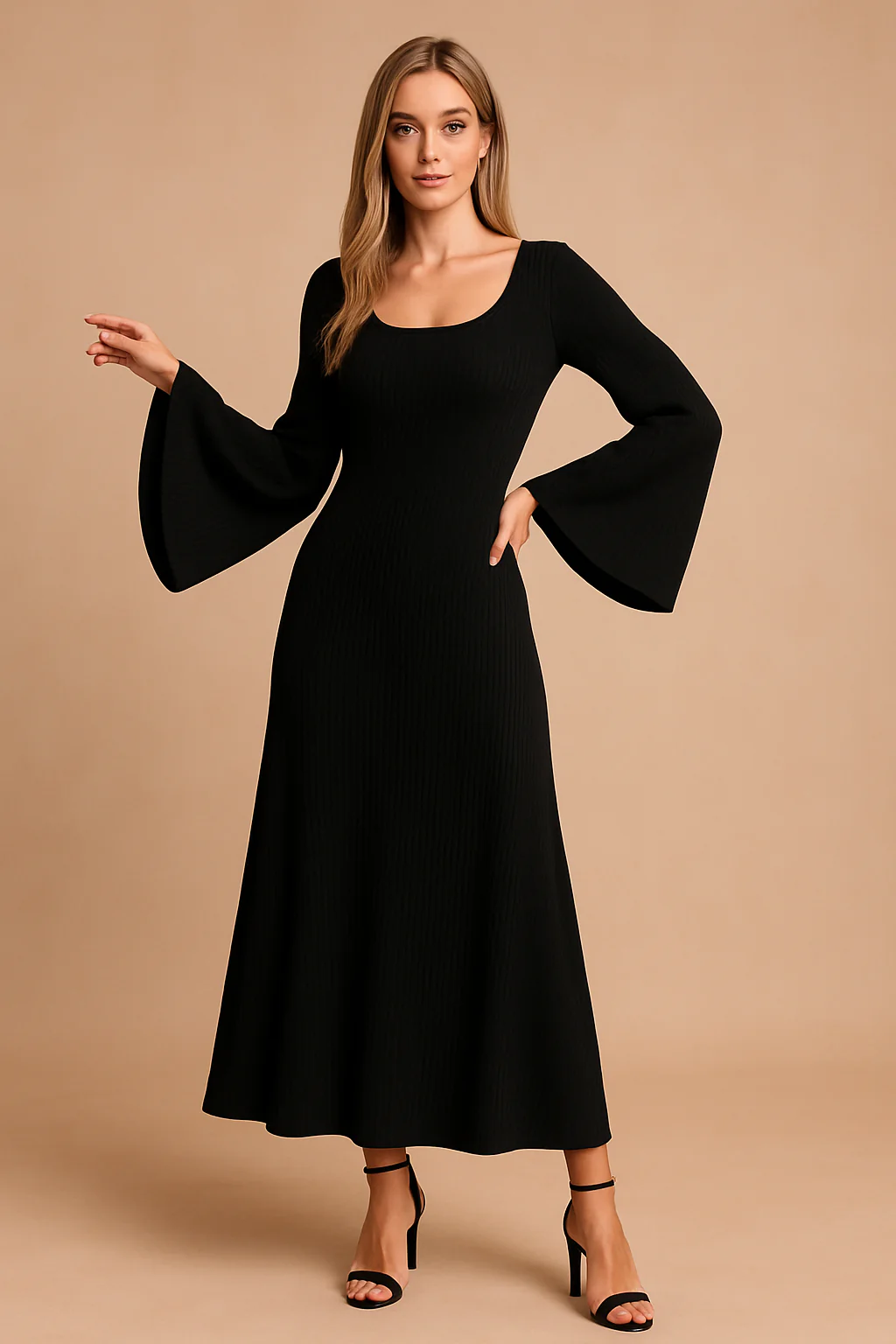Soft Knit Puff Sleeve Long Sleeve Sweater Mini Dress - Image 4