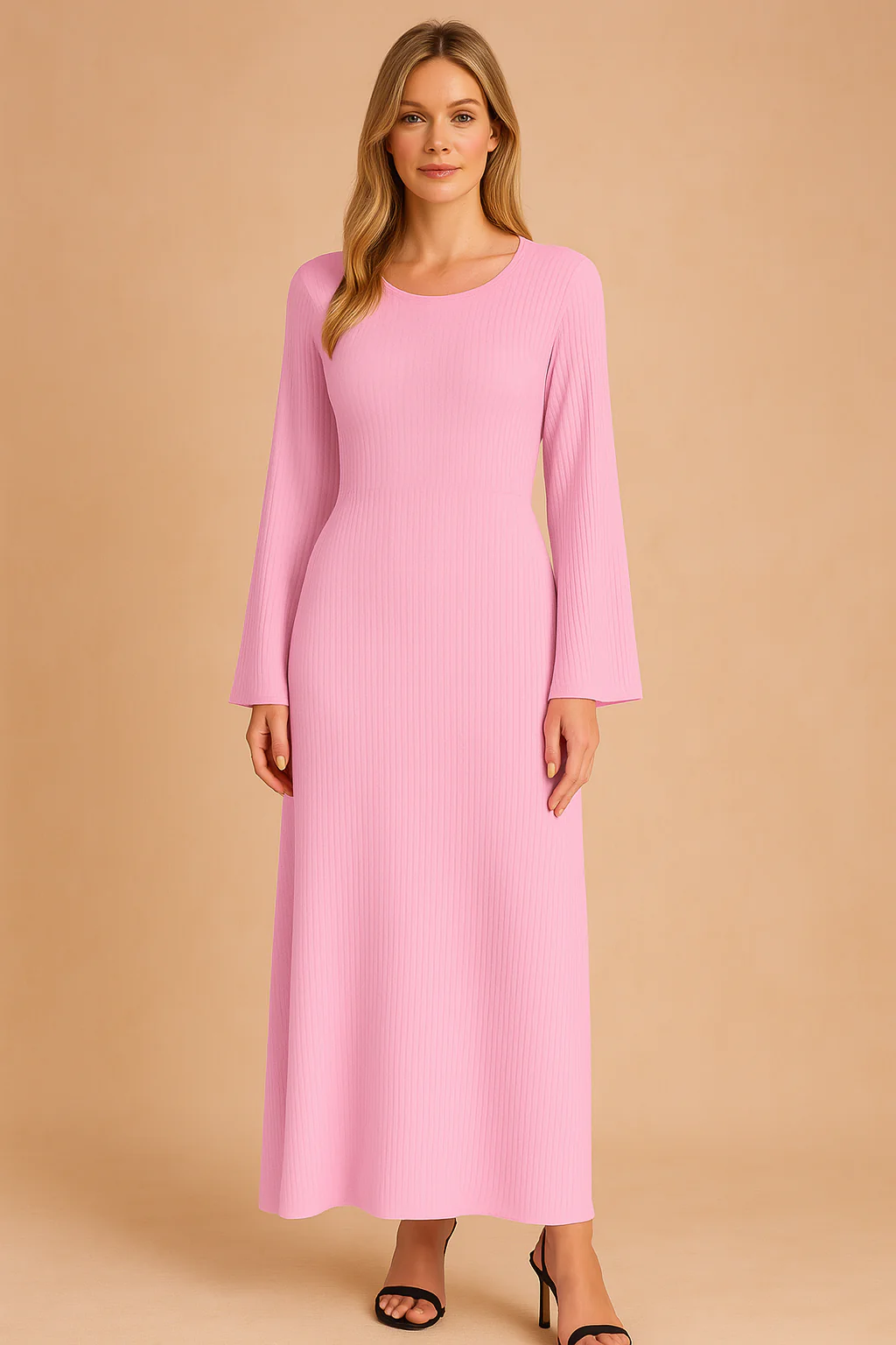 Soft Knit Puff Sleeve Long Sleeve Sweater Mini Dress - Image 6