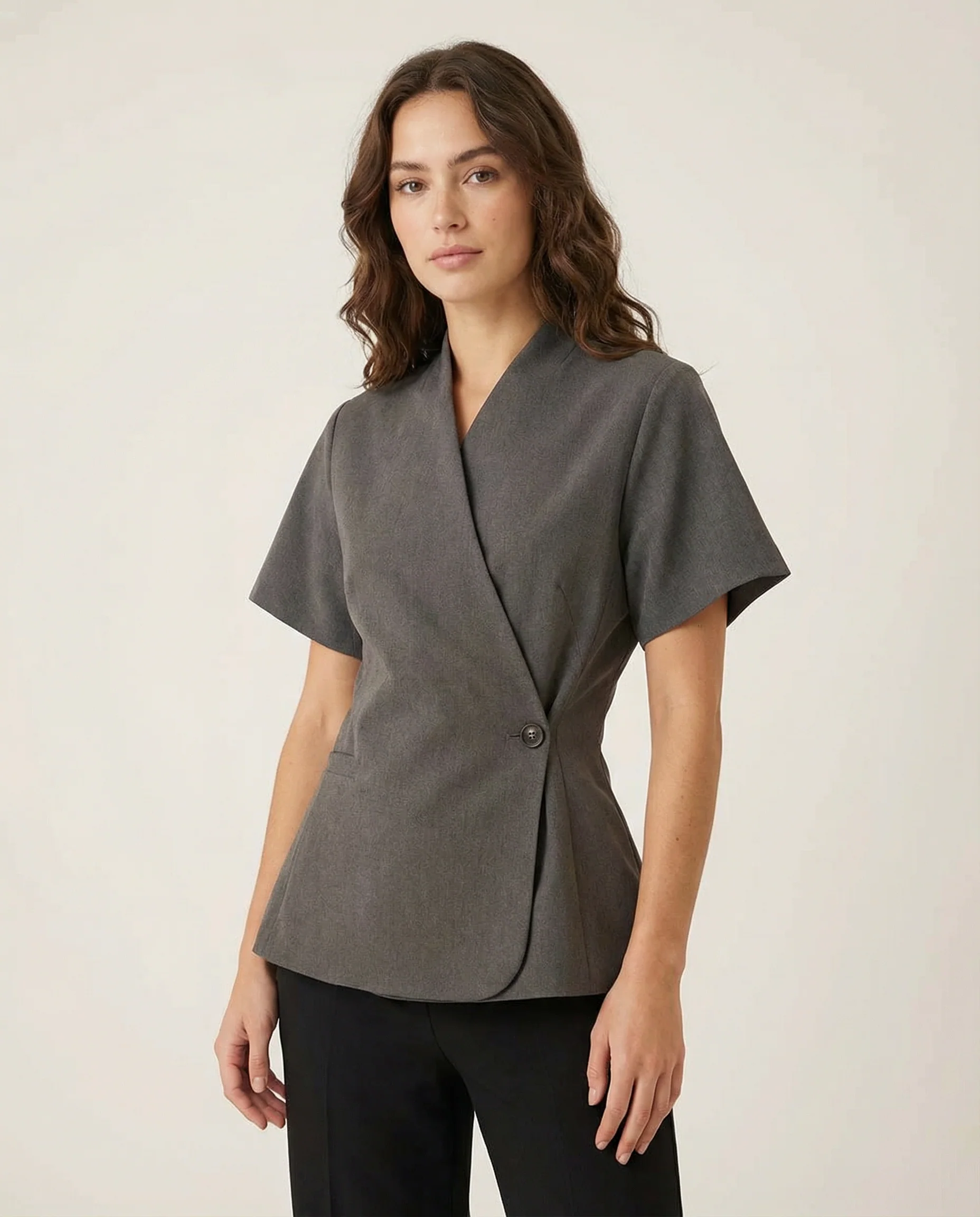 Spring Blazer Coat – V-Neck Design for Effortless Style - Image 4