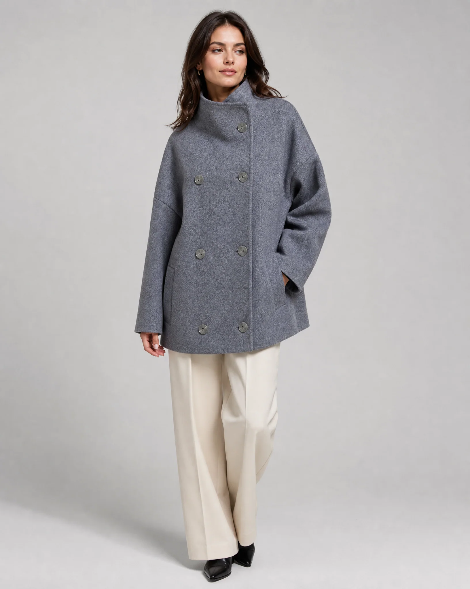 Stand Collar Women's Pea Coat