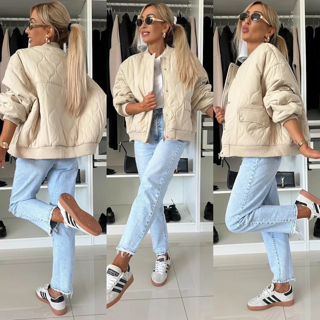 Women's Relaxed Quilted Bomber Jacket - Image 6