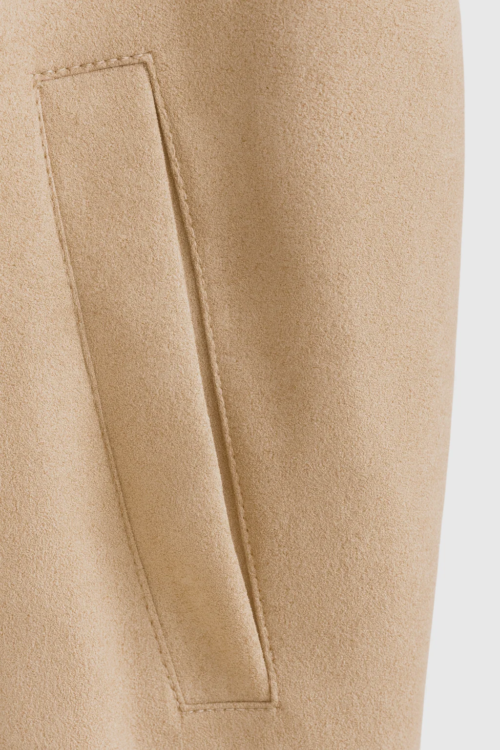 Stylish Beige Bomber Jacket with Stand Collar - Image 5