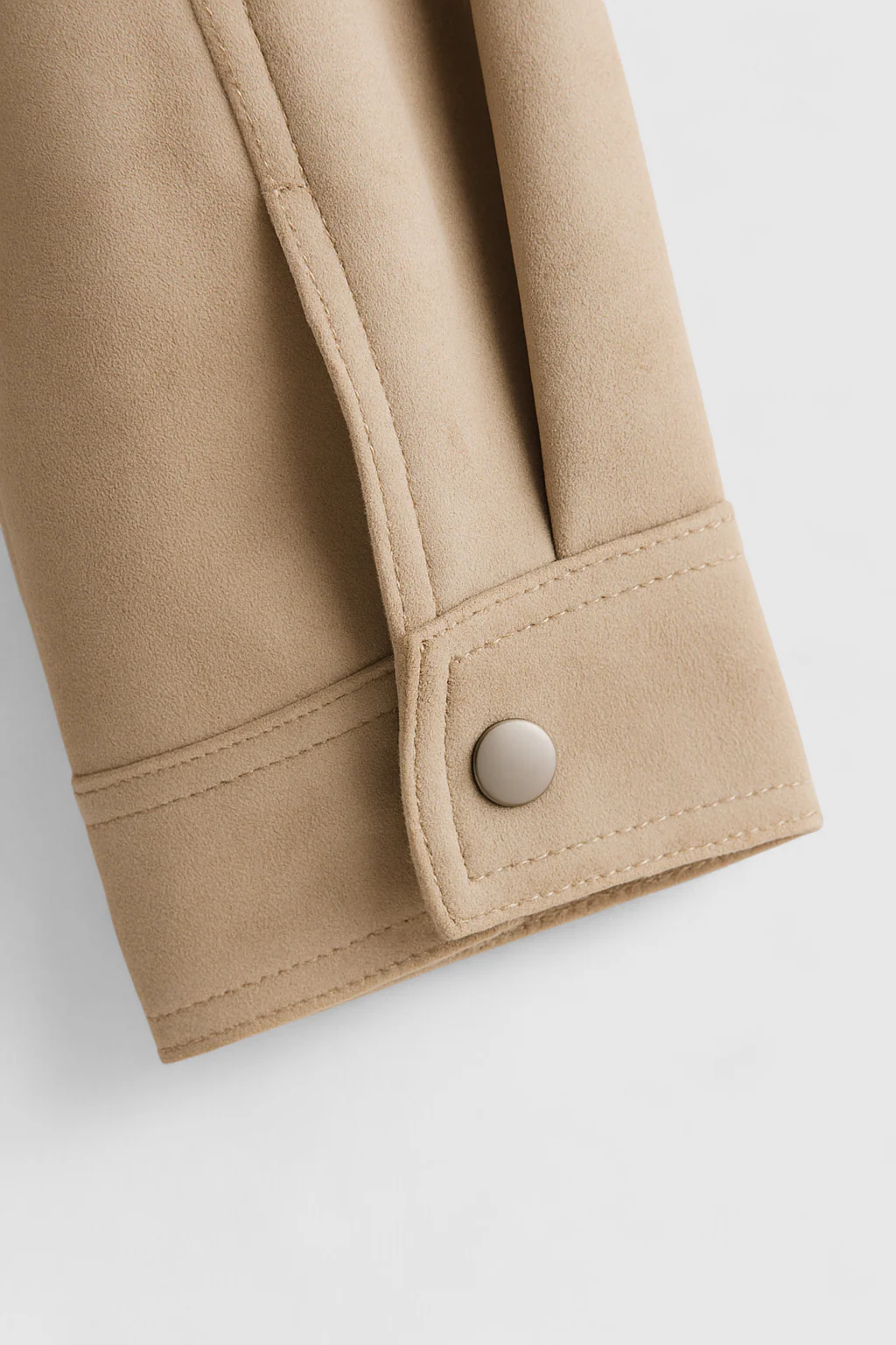 Stylish Beige Bomber Jacket with Stand Collar - Image 6