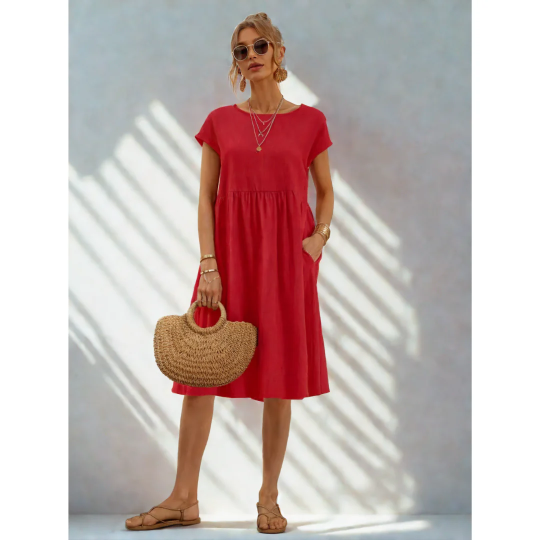 Stylish Casual Pocket Midi Dress for Everyday Comfort - Image 2