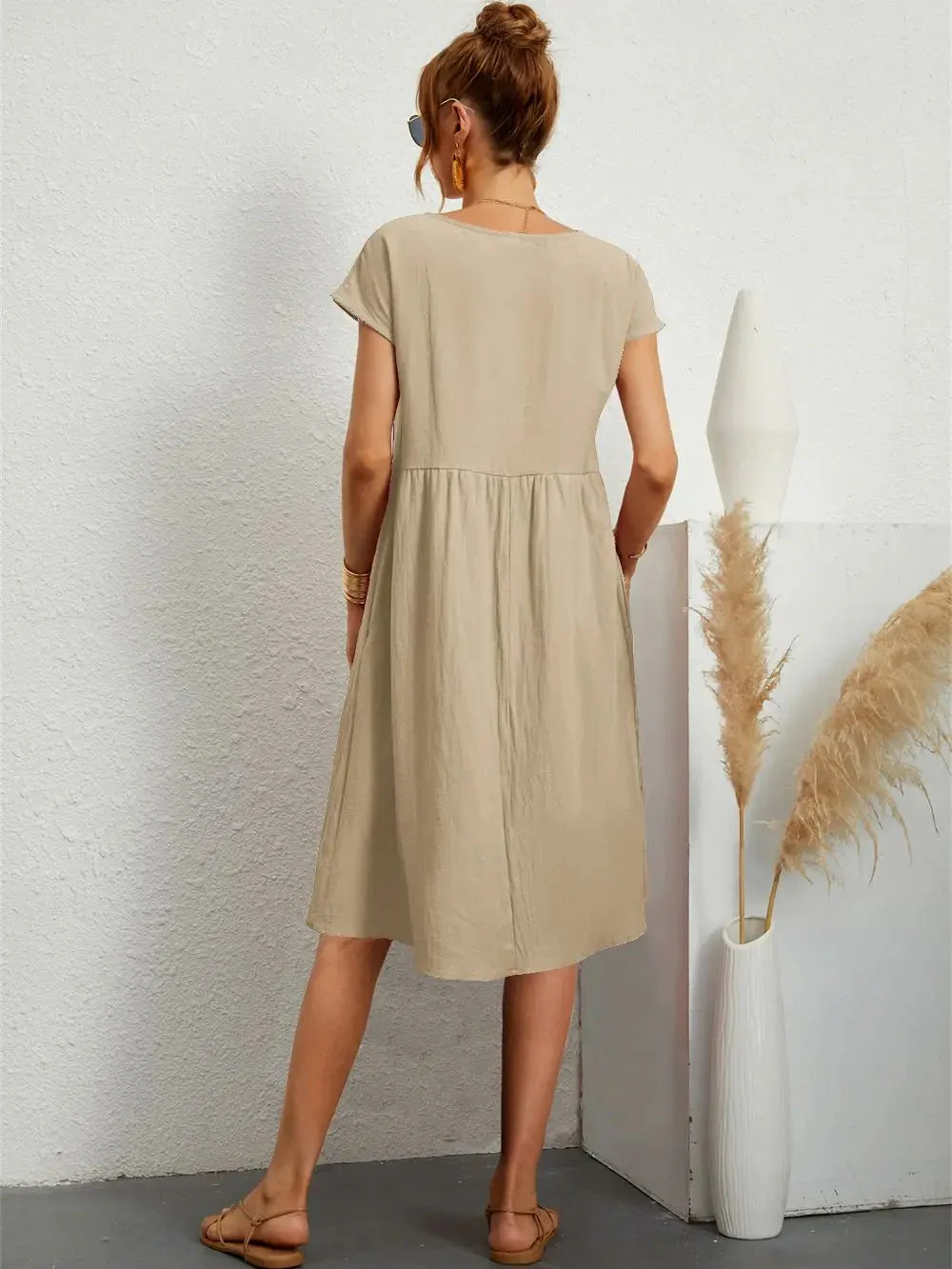 Stylish Casual Pocket Midi Dress for Everyday Comfort - Image 5