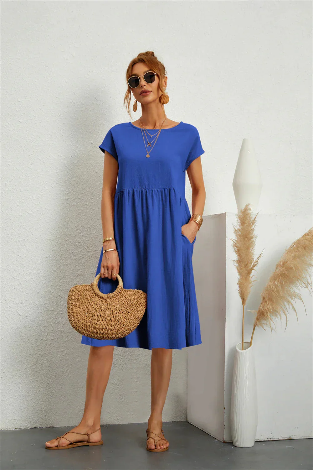 Stylish Casual Pocket Midi Dress for Everyday Comfort - Image 8