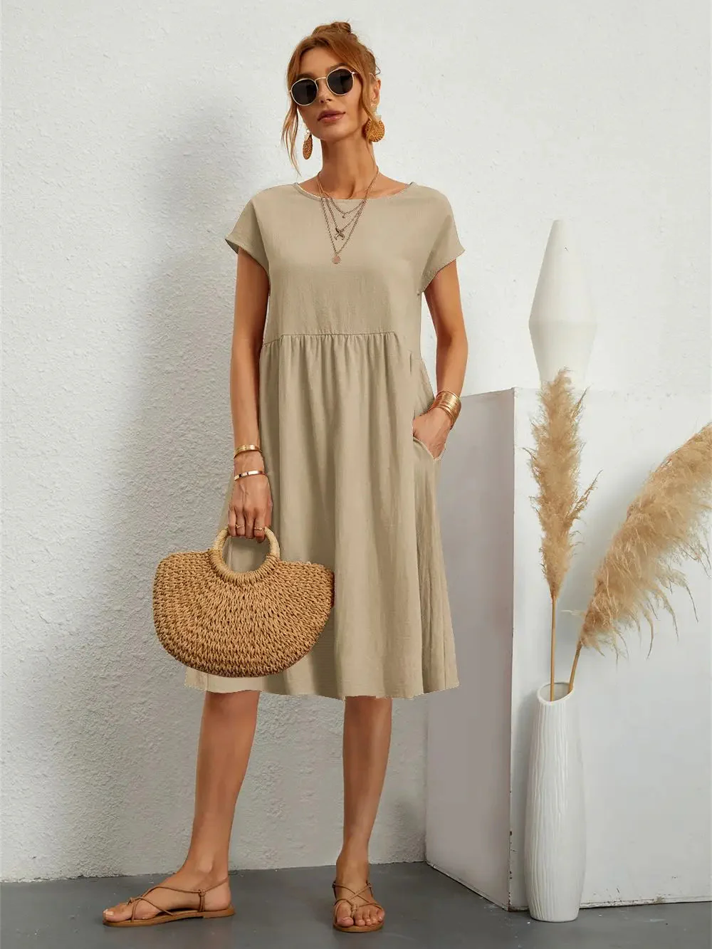 Stylish Casual Pocket Midi Dress for Everyday Comfort - Image 9