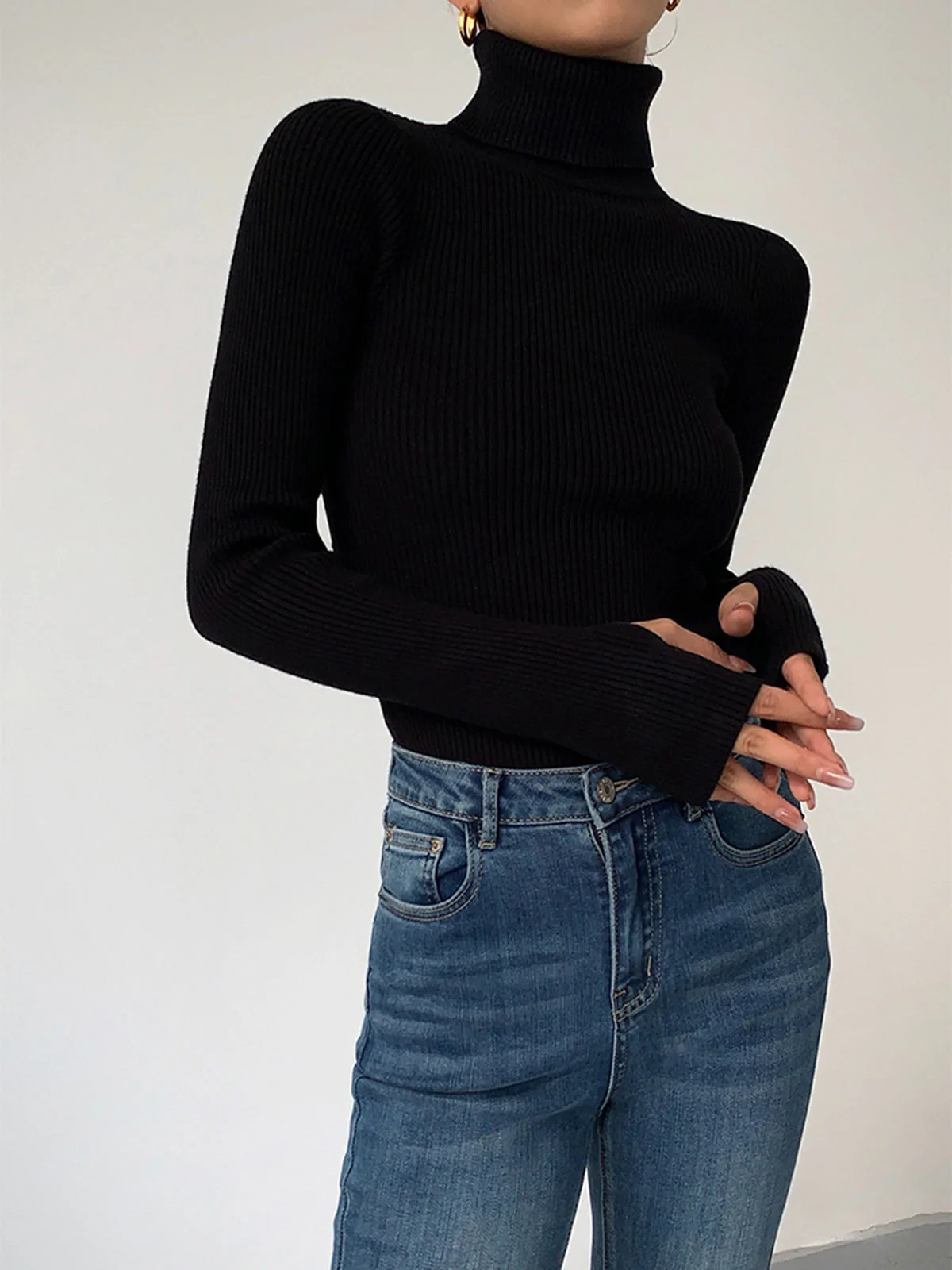 Stylish Ribbed Turtleneck Spring Sweater for Women - Image 6