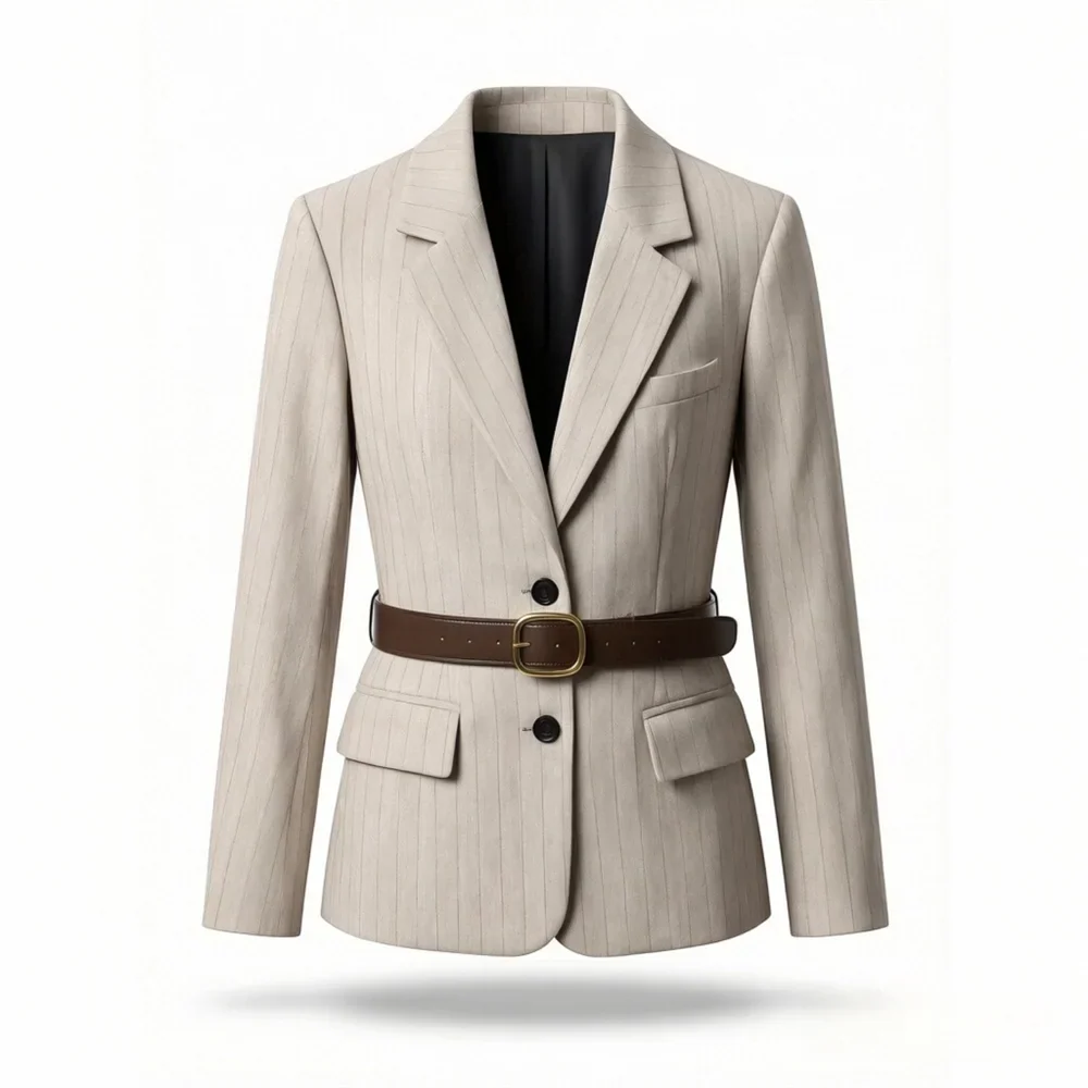 Suit Jacket – Stylish Loose Fit with Waist Belt - Image 5