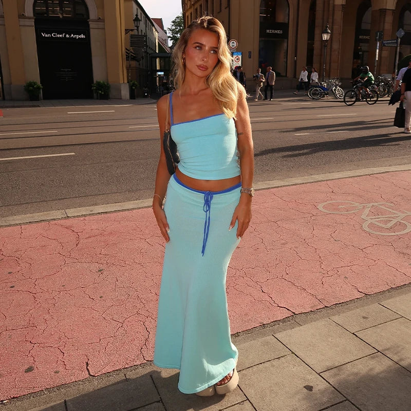 Two Piece Maxi Set – Casual Chic Crop Top and Skirt Set for Women - Image 2