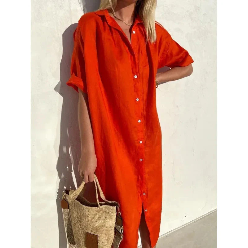 Summer Breeze Shirt Dress – Relaxed Cotton-Linen Comfort - Image 11