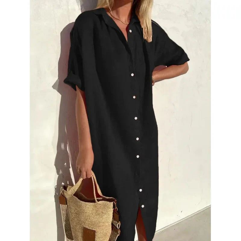 Summer Breeze Shirt Dress – Relaxed Cotton-Linen Comfort - Image 13