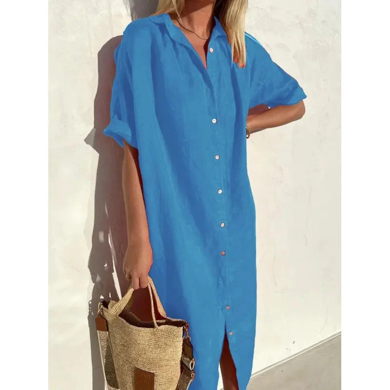 Summer Breeze Shirt Dress – Relaxed Cotton-Linen Comfort - Image 14
