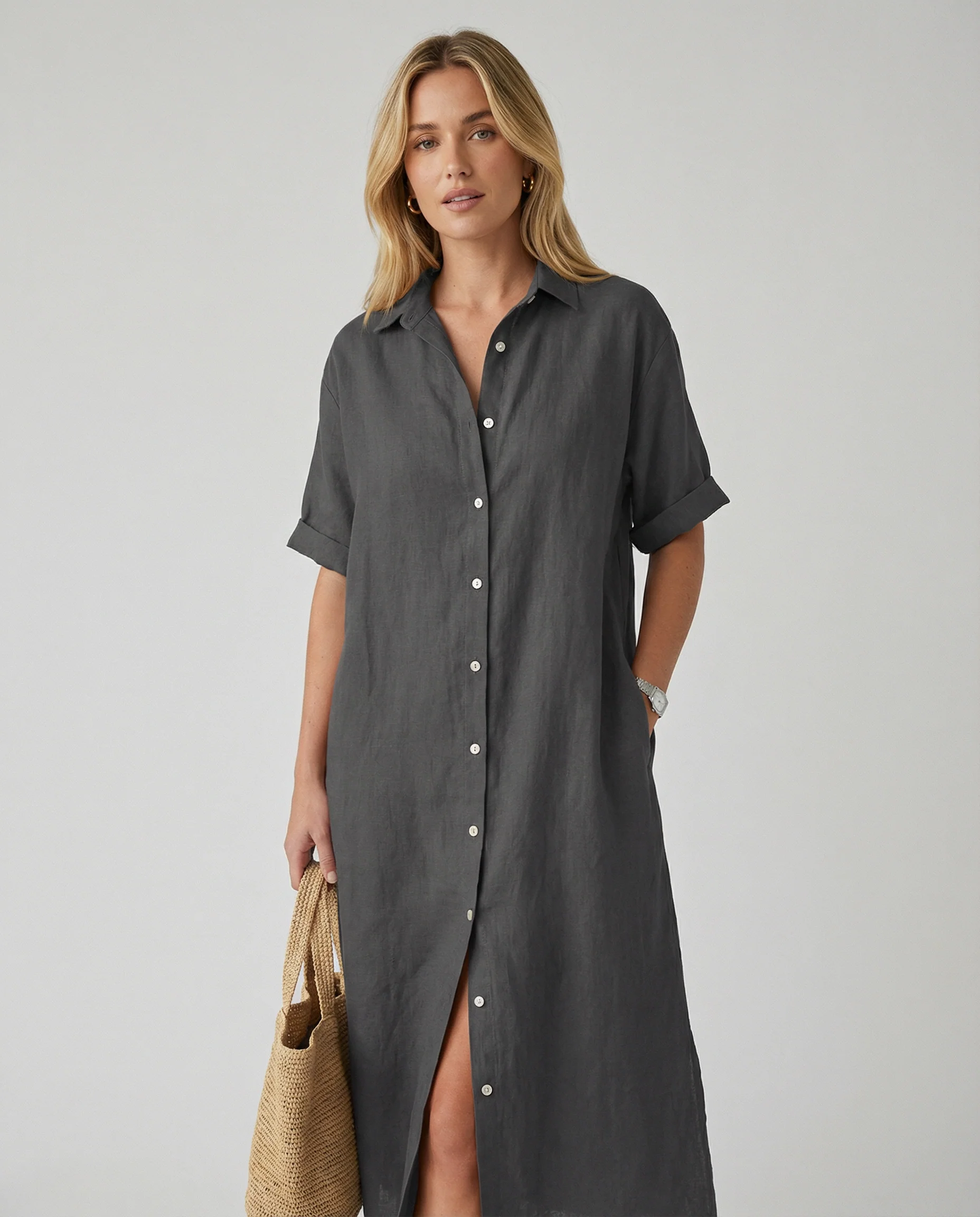 Summer Breeze Shirt Dress – Relaxed Cotton-Linen Comfort - Image 3