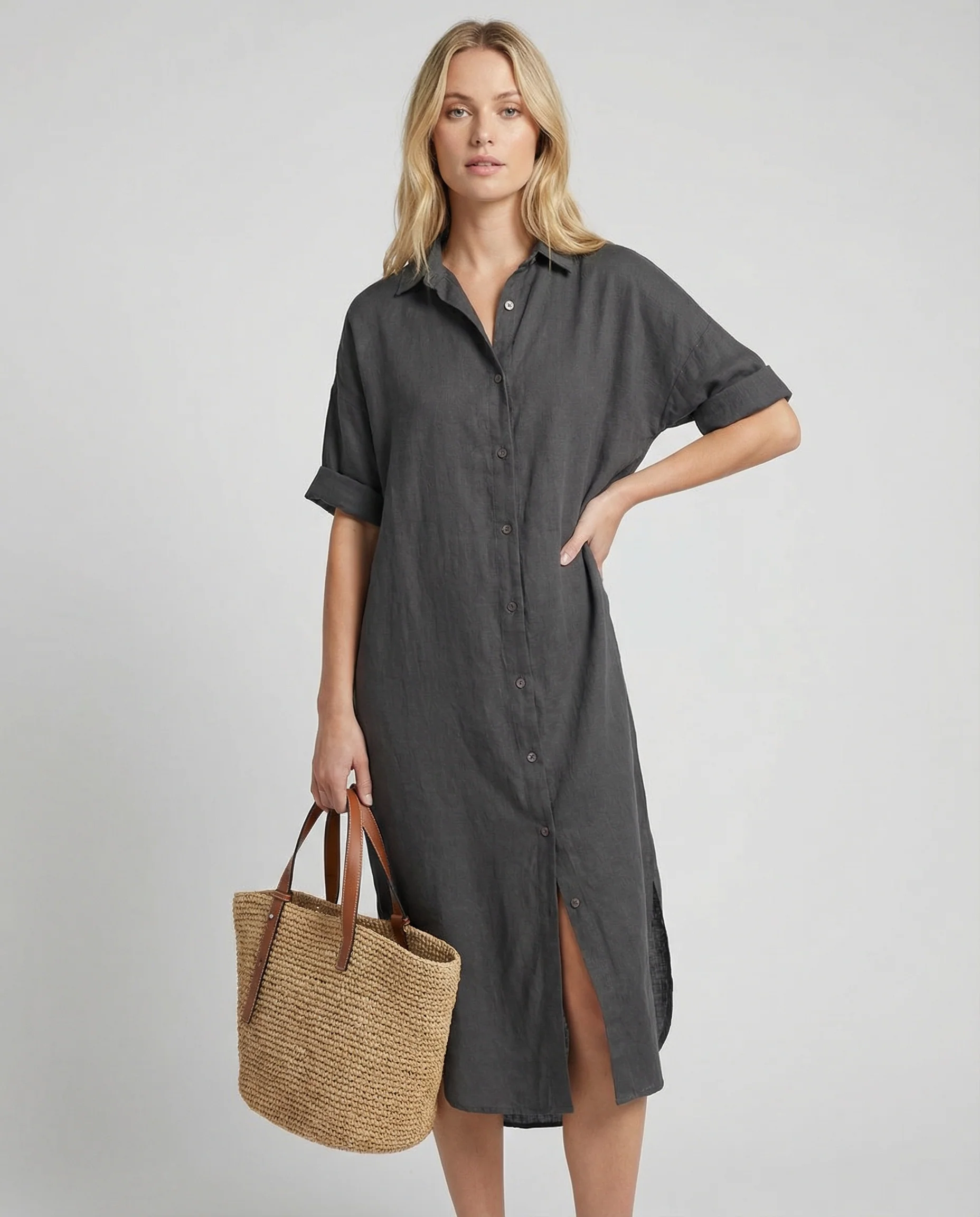Summer Breeze Shirt Dress – Relaxed Cotton-Linen Comfort - Image 4